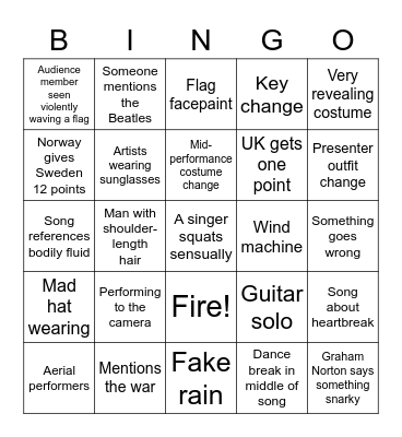 Eurovision 2023! Bingo Card