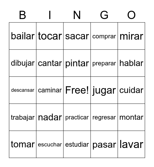 Actividades Bingo Card