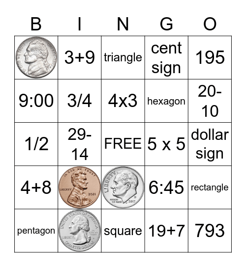 Coins Bingo Card