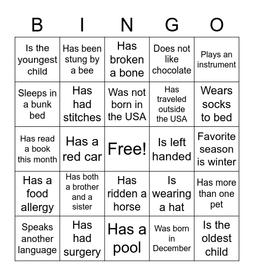 Rush Bingo Card