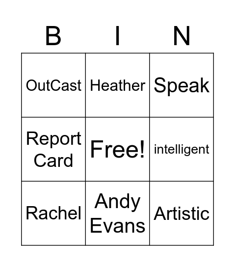 Speak Bingo Card