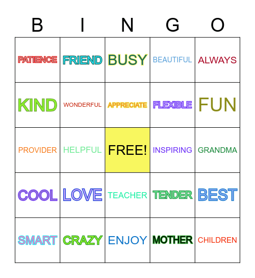 MOTHERS DAY Bingo Card
