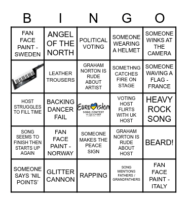 EUROVISION 2023 Bingo Card