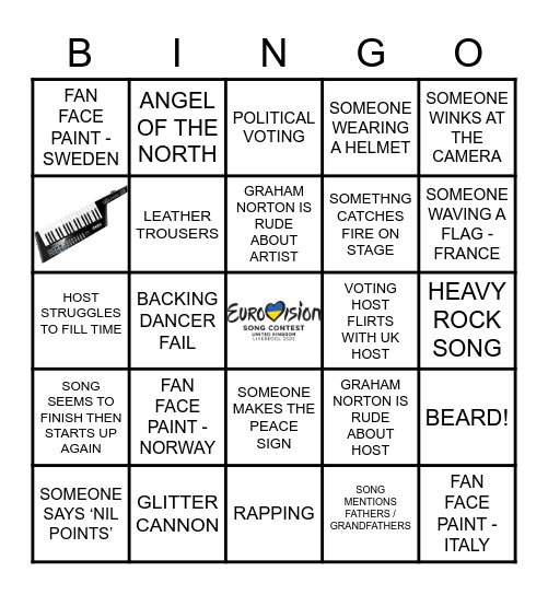 EUROVISION 2023 Bingo Card