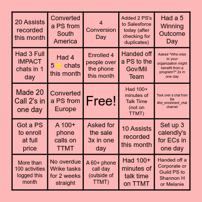 ⭐️ Connect 4 for Q4! ⭐️ Bingo Card