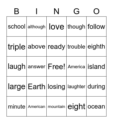 EOS 6 Bingo Card
