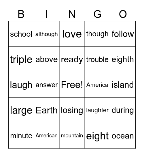 EOS 6 Bingo Card