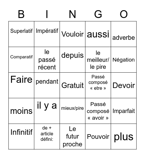 FR102-02/03 Révision de l'examen final Bingo Card