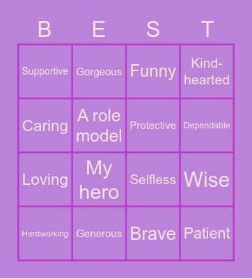My Mom is… Bingo Card
