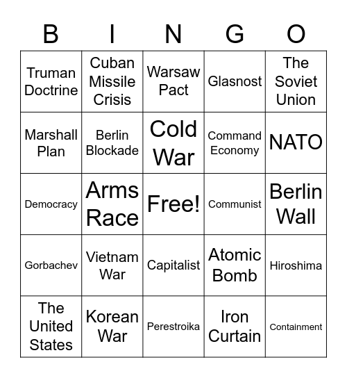 Cold War Bingo Card