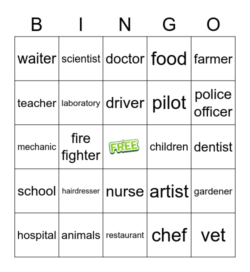 DK EFE Level 1 - Part 2 (WORDS - Jobs + Work Places + Work With) Bingo Card