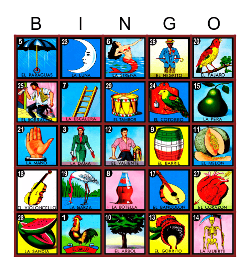 LOTERIA MEXICANA FAM SANCHEZ Bingo Card