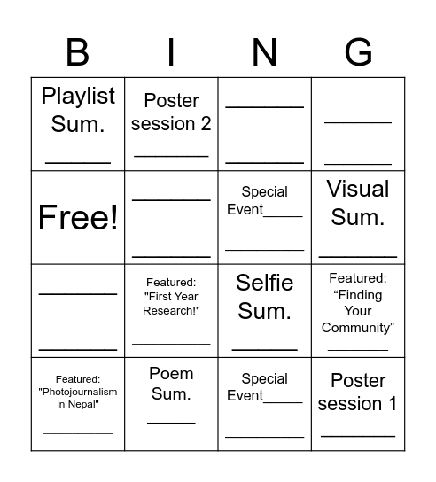Celebration of Learning Bingo Card