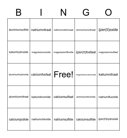 zouten Bingo Card