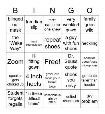 Hooding Bingo Card