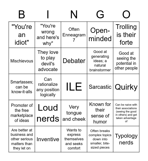 ILE Bingo Card