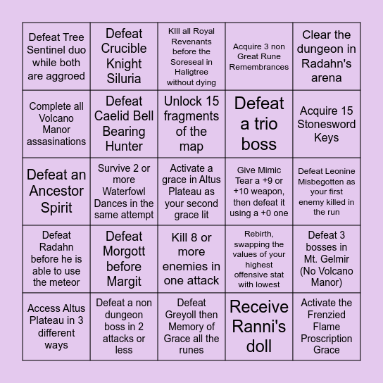 ELDEN RING Bingo Card