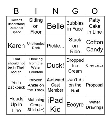 Seen at Disney Bingo Card