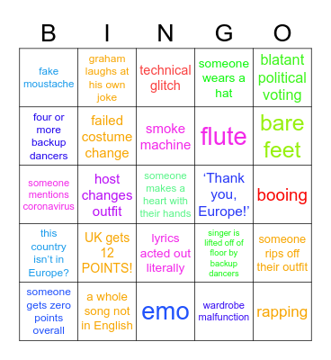 Eurovision BINGO! Bingo Card