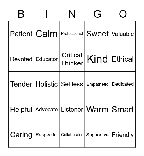 Nurses Day Bingo Card