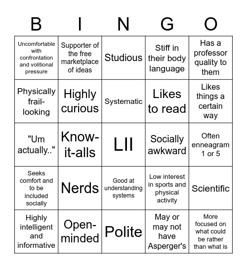 LII Bingo Card