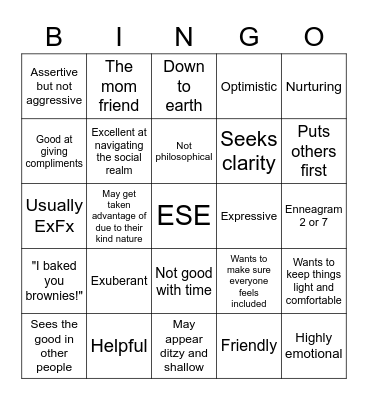 ESE Bingo Card