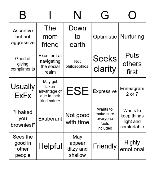 ESE Bingo Card