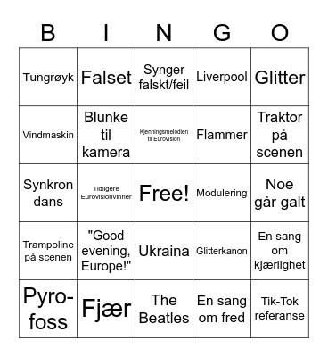 BINGO Eurovision-finale Bingo Card