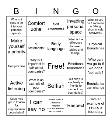 Boundaries Bingo Card