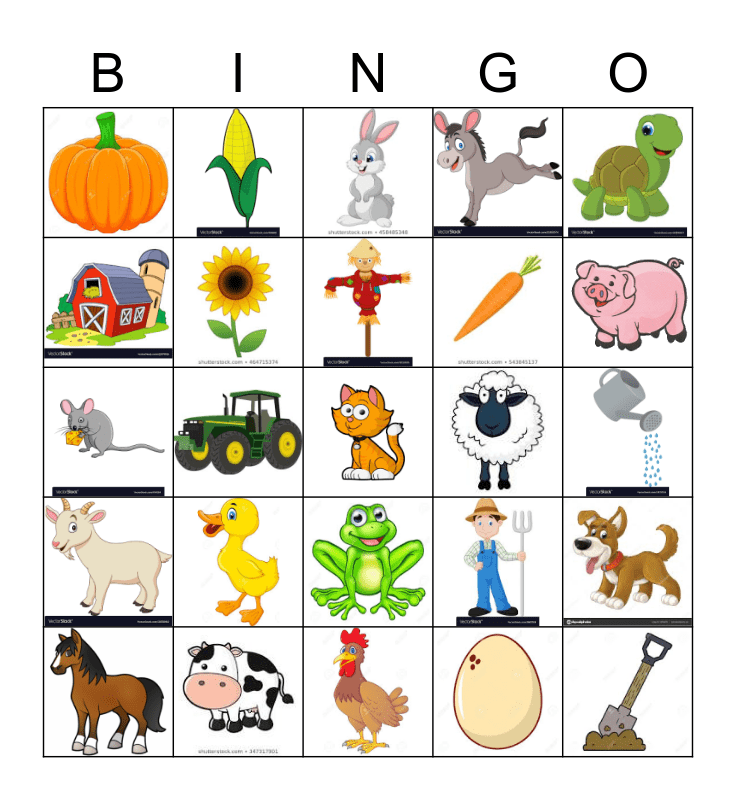 Barnyard Bingo Card