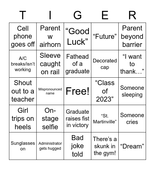 Tiger Grad Bingo! Bingo Card