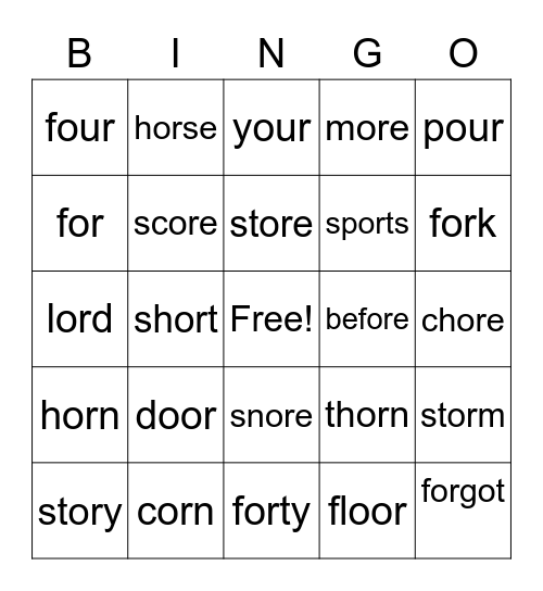 Unit 30 Bingo Card