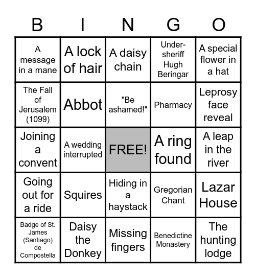 Cadfael: The Leper of St. Giles Bingo Card