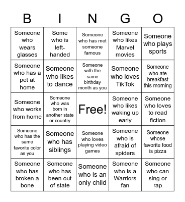 Human Bingo Card