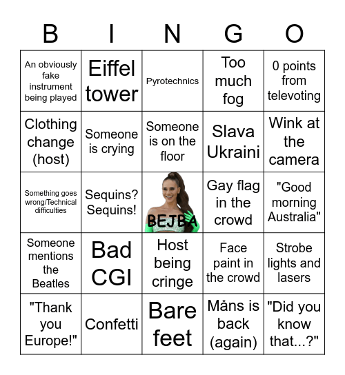Eurovision 2023 Grand Final Bingo Card