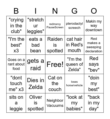 RedMxrcy Bingo bb Bingo Card