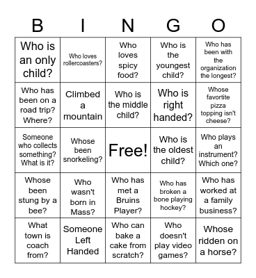 Who's Who Bingo Card