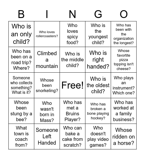 Who's Who Bingo Card