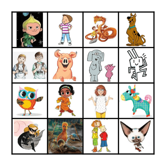 Library Character Bingo - Grade 2 & 3 Bingo Card