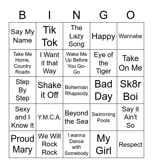 SING-ALONG Bingo Card