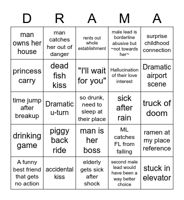 K-Drama Bingo Card