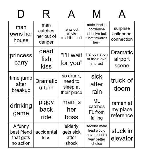 K-Drama Bingo Card