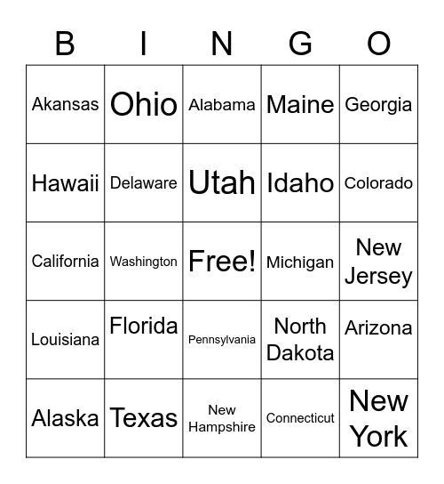 State Bingo - CLEARS Bingo Card