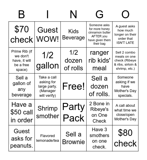 Mother's Day To-Go Bingo! Bingo Card