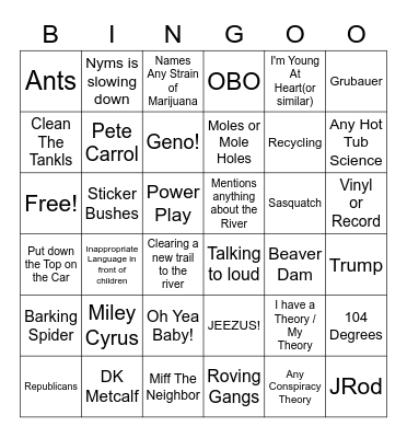 Johnny O BINGO !!! OH YEA BABY!! Bingo Card