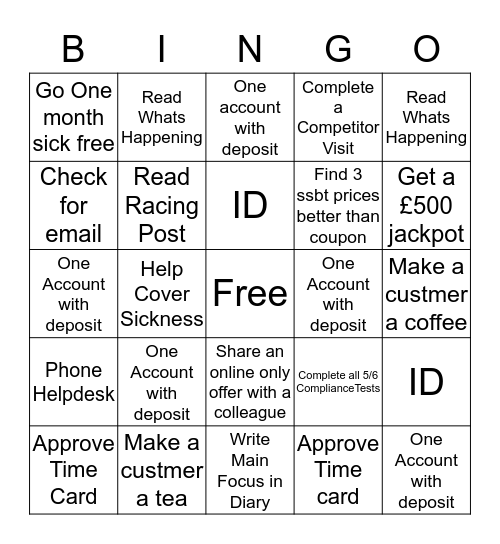 Marketplace Bingo Card