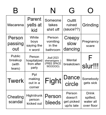 Jball shenanigans :) Bingo Card