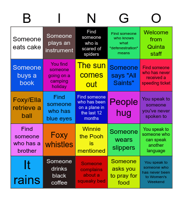 Women's Weekend Bingo Card