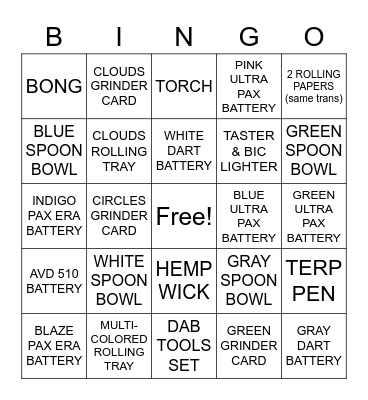 ACCESSORIES LEVEL 2 Bingo Card