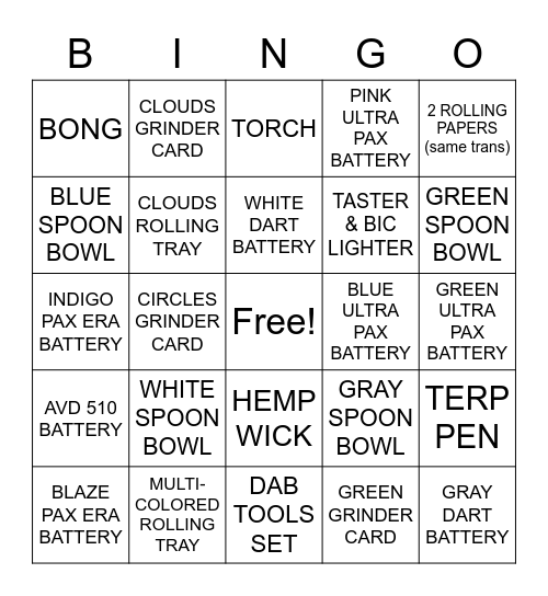 ACCESSORIES LEVEL 2 Bingo Card